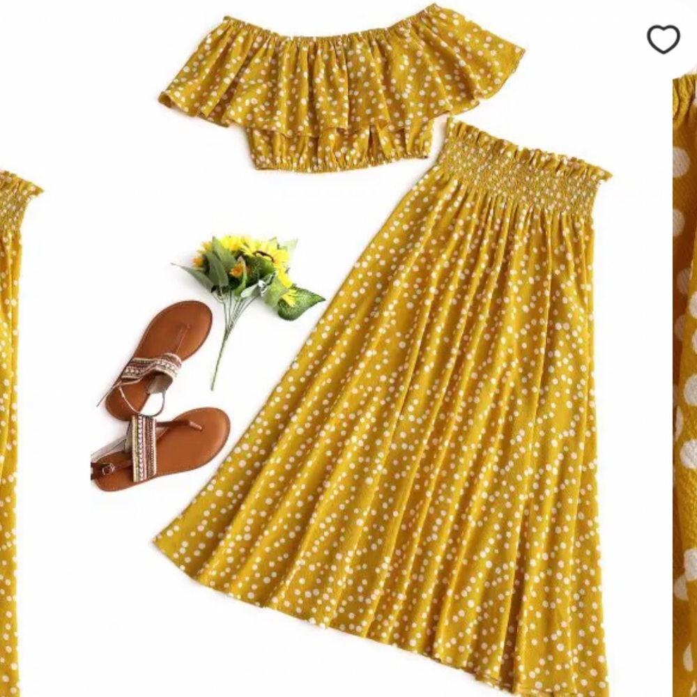 Yellow polka dot skirt set!